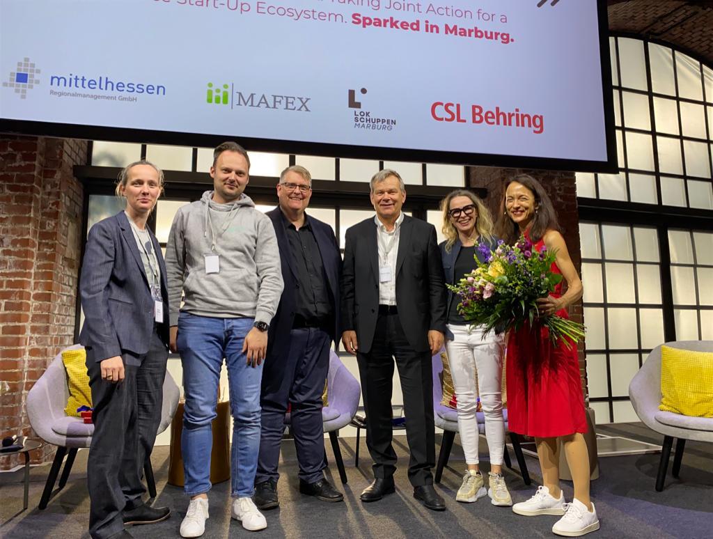 v.l.n.r. Prof. Vivien Procher, Dr. Serghei Glinca, Jens Ihle, Dr. Thomas Spies, Maria Pennanen und Yukiko Elisabeth Kobayashi sprachen im Panel über die Entwicklung des Ökosystems