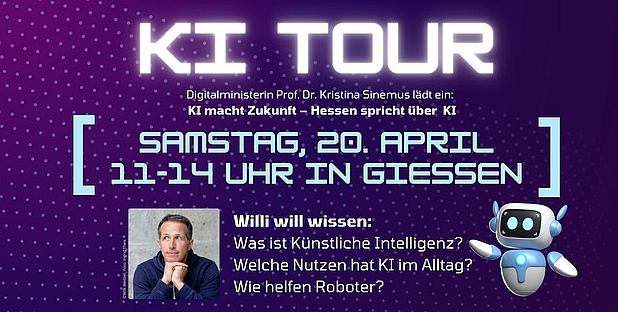 Bürgertour KI macht Zukunft – Hessen spricht über Künstliche Intelligenz mit Willi Weitzel am 20. April in Gießen
