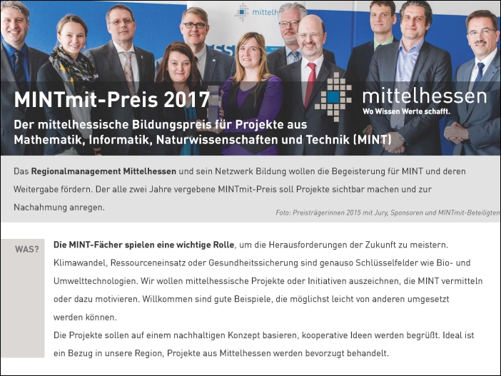 Preisträgerinnen 2015 mit Jury, Sponsoren und MINTmit-Beteiligten 