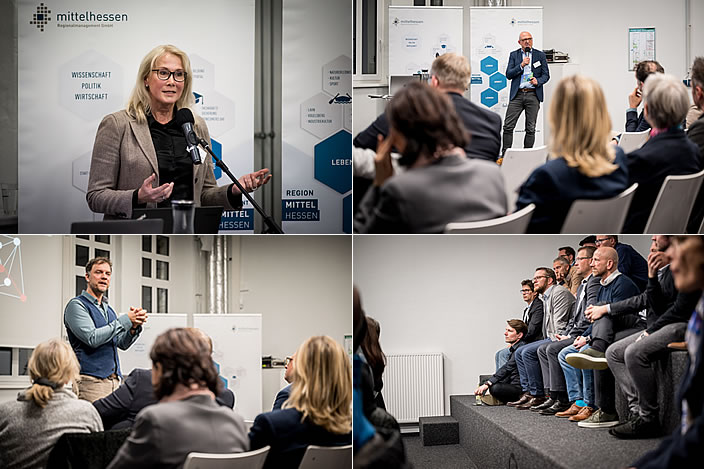 Eine neurologische Perspektive auf Change-Management beim Netzwerk Wirtschaft: Sabine Fremerey-Warnecke (oben links), Dr. Carsten Ott (oben rechts) und Dr. Volker Busch (unten links) (Fotos: Tilman Lochmüller)