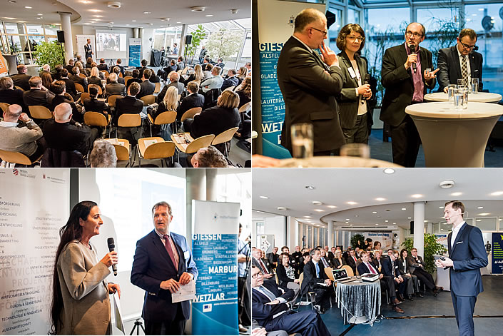 Impressionen vom Treffen des Netzwerks Wirtschaft: Manuela Giorgis stellte eine Broschüre zum Deutschland-Stipendium vor (unten links).